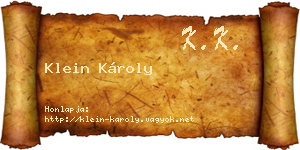 Klein Károly névjegykártya